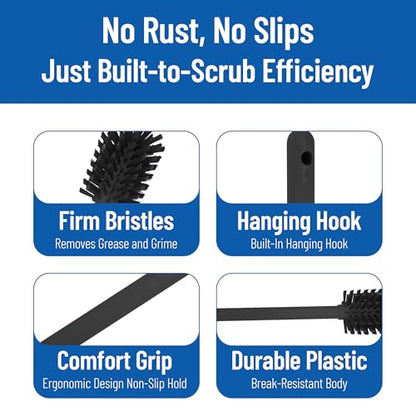 SPARTA 12 Inch Bottle Brush with Polyester Bristles and Plastic Handle, Color Coded, Large Round Head Cleaner for Bottles Jars and Food Service Equipment, Black - color: Black