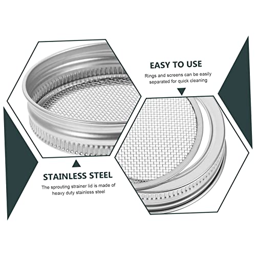 Stainless Steel Mesh Cover for Jar Sprouting Kit Wide Mouth Lids Easy Sprouts Grower for Bean Sprouts