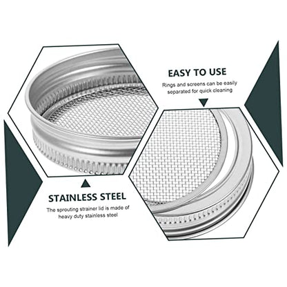 Stainless Steel Mesh Cover for Jar Sprouting Kit Wide Mouth Lids Easy Sprouts Grower for Bean Sprouts
