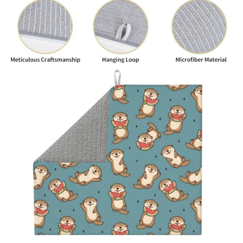 Cute Otters Watermelon Dish Drying Mats for Kitchen Counter, Super Absorbent Microfiber Drainer Pad, Washable Reversible Appliance Protector, Everyday Kitchen Must-Have, 16x18 Inch - color: Cute Otters Watermelon