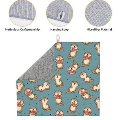 Cute Otters Watermelon Dish Drying Mats for Kitchen Counter, Super Absorbent Microfiber Drainer Pad, Washable Reversible Appliance Protector, Everyday Kitchen Must-Have, 16x18 Inch - color: Cute Otters Watermelon