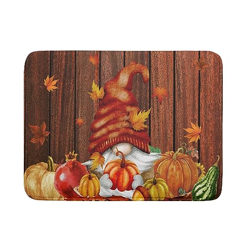 Fall Gnome Dish Drying Mat for Kitchen Counter,Autumn Pumpkin Maple Leaves Drying Mat 18 x 24 Inch Microfiber Dark Brown Wood Dish Drying Pad Dish Rack Drainer Mat Thanksgiving Day Decor - color: Gnome and Pumpkin230807, size: 16" x 18"