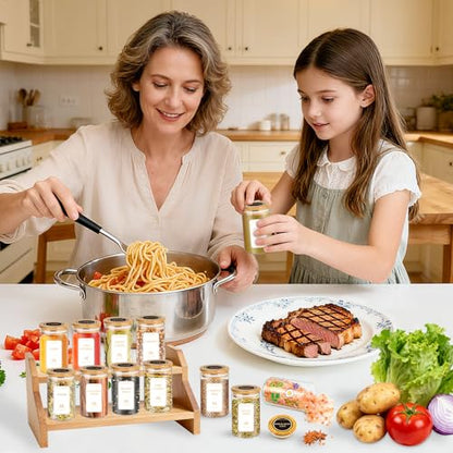 BGraceyy Spice Jars with Labels, 35 Pcs 4 oz Glass Spice Jars with Bamboo Lids, Minimalist Stackable Airtight Spice Containers with 426 labels for Home Kitchen, Pantry, Spice Cabinet, Drawer, Rack - size: 4 oz 35 pcs