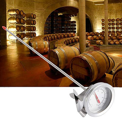 12 inch Dial Thermometer, Homebrew Kettle Clip on Thermometer Home Brew Wine Beer Thermometers, Stainless Steel Stem Meat Cooking Thermometer
