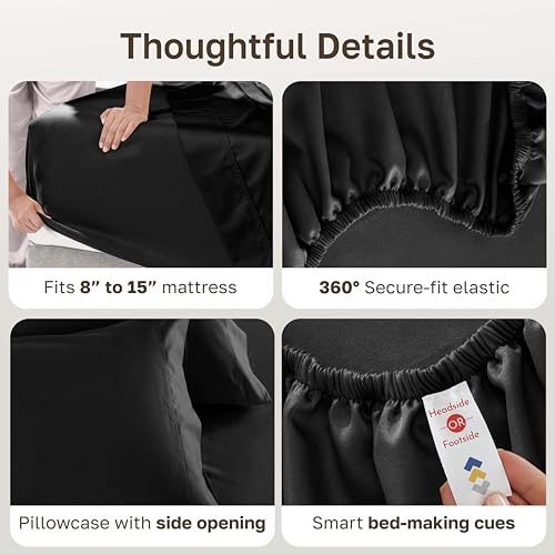 California Design Den Twin Sheets Set - Luxury 600 Thread Count Sateen, Natural 100% Cotton Bed Sheets, Fully Elasticized Deep Pockets, Crisp, Cool and Durable Bedding - Black - color: 11 - Black, size: Twin