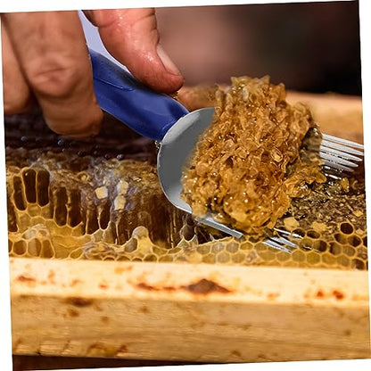 Happyyami Stainless Steel Honey Comb Scraper Tool Beekeeper Honey Knife Plastic Handle Easy Uncapping Fork for Beekeeping