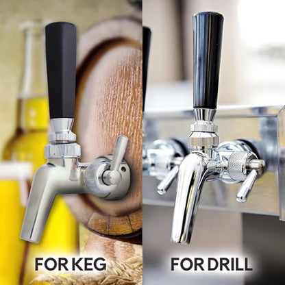 Beer Flow Control Tap, Stainless Steel Core, Adjustable Flow Control Tap for Home Brew or Commercial Keg, Forward Sealing with No Leaks