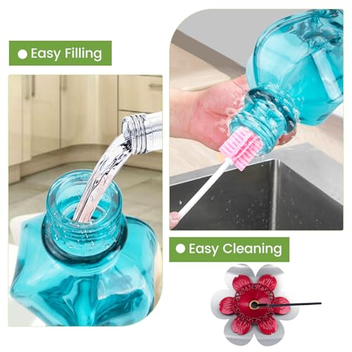 Hummingbird Feeder, BOLITE Glass Hummingbird Feeders for Outdoors Hanging, with Ant Moat and Five Feeding Ports, 22 Ounces, Leak Proof, Blue Bottle - color: Ruby Blue