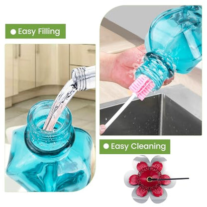 Hummingbird Feeder, BOLITE Glass Hummingbird Feeders for Outdoors Hanging, with Ant Moat and Five Feeding Ports, 22 Ounces, Leak Proof, Blue Bottle - color: Ruby Blue