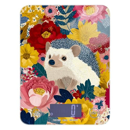 Food Scale Kitchen Scale Food Weight Scales Digital Weight Grams and Ounces Small Electronic Food Scale for Baking Cooking Garden Flowers Hedgehogs Colorful - color: Garden Flowers Hedgehogs Colorful