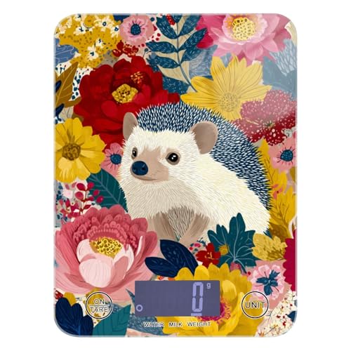 Food Scale Kitchen Scale Food Weight Scales Digital Weight Grams and Ounces Small Electronic Food Scale for Baking Cooking Garden Flowers Hedgehogs Colorful - color: Garden Flowers Hedgehogs Colorful