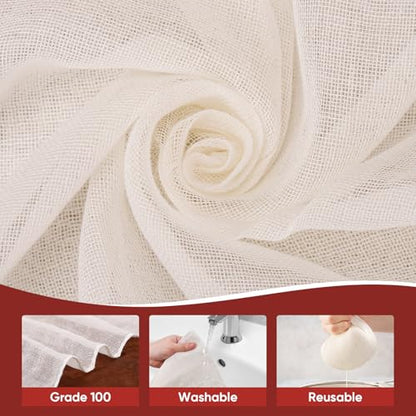 Cheese Cloths for Straining, 16PCS 20 * 20Inch Grade 100 Chees Cloth with Hemmed Edge,100% Cotton Unbleached,Reusable Muslin Cheesecloth for Straining, Making Yogurt, Juicing