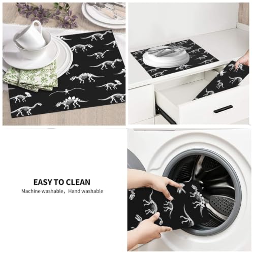 Black Dinosaur Skeletons Dish Drying Mats for Kitchen Counter, Super Absorbent Microfiber Drainer Pad, Washable Reversible Appliance Protector, Everyday Kitchen Must-Have, 16x18 Inch - color: Black Dinosaur Skeletons