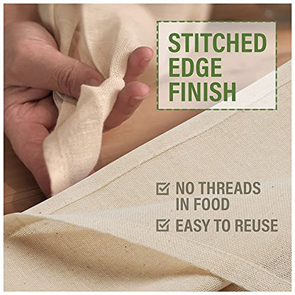 Country Trading Co. Organic Cotton Cheesecloth, 2-Pack 23x23in, Reusable | GOTS Certified 100% Organic Cotton, Hemmed Edges, Reusable, 2 Squares 23x23 in, Unbleached - size: 3.7 sq ft (2 pcs)