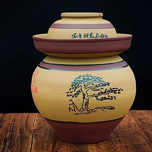 Traditional Chinese Pickle Jar Ceramic Jar with Lid, Fermentation Kit Crock with Water Seal Airlock Lid, Fermentation Jar for Pickles, Kimchi, Sauerkraut,Paocai Jar 6.5Kg - size: 6.5Kg