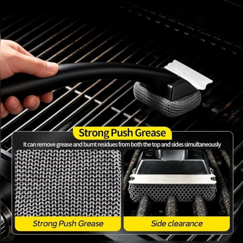 Bristle-Free Grill Brush & Scraper,Durable, Efficient and Extra Safe BBQ Cleaning Brush for Cast Iron and Stainless Steel Outdoor Grills(Fine Mesh) - size: Fine Mesh