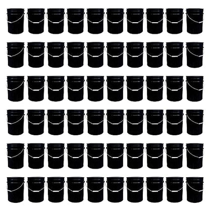 ePackageSupply 5 Gallon Bucket - Food Grade Bucket, Metal Handle Grip, BPA-Free, Heavy-Duty 90 Mil HDPE Plastic Pail, Stackable Utility Container, Made in USA, Lid Not Included, Black, 60 Packs - color: Black, size: 60 Packs