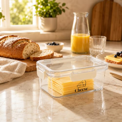 Cheese Container for Refrigerator,BPA-Free Deli Meat Storage Containers,Sliced Cheese Container for Fridge with Airtight Lid Refrigerator Organizers and Storage,Cream,Shredded,Cheeses Keeper