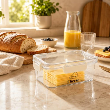 Cheese Container for Refrigerator,BPA-Free Deli Meat Storage Containers,Sliced Cheese Container for Fridge with Airtight Lid Refrigerator Organizers and Storage,Cream,Shredded,Cheeses Keeper