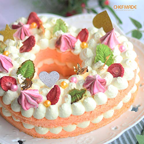 CHEFMADE Mousse Ring Mold, 8-Inch Heart-Shaped Non-Stick Seamless 18/8 Stainless Steel Food Molding - size: 08 - 8" Heart 3" (H)