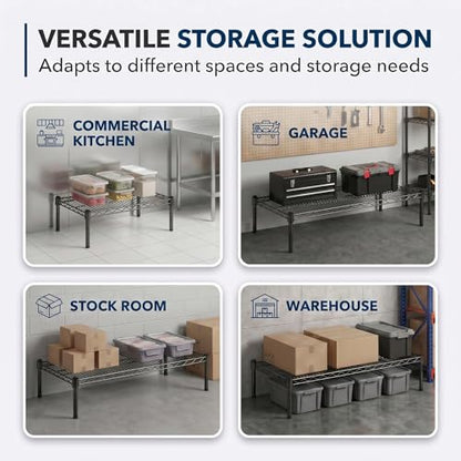 Black Epoxy Wire Storage Shelf, Dunnage Rack, Commercial 1 Tier Small Shelf, 12" x 24" x 14" - color: Black, size: 12"D x 24"W x 14"H