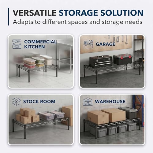 Black Epoxy Wire Storage Shelf, Dunnage Rack, Commercial 1 Tier Small Shelf, 21" x 30" x 8", Heavy-Duty Metal Construction, 600 lbs Capacity - color: Black, size: 21"D x 30"W x 8"H