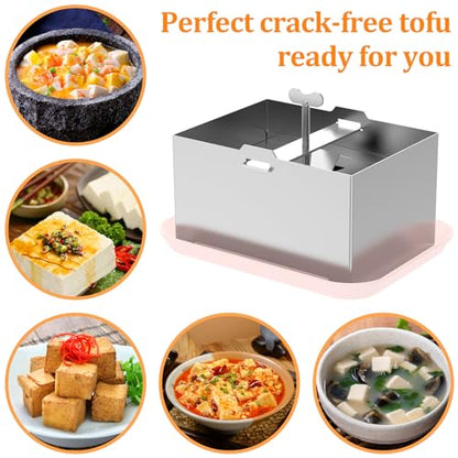 Stainless Steel Tofu Press with Presser Towel & Drip Tray – DIY Tofu Maker for Homemade Firm Tofu, Paneer & Cheese – Effortless Water Removal for Enhanced Texture & Flavor - size: 6.3 x 4.72 Inches