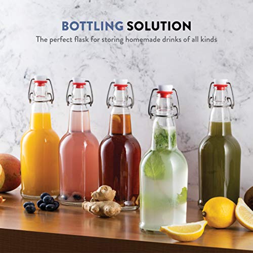 Swing Top Glass Bottles with Airtight Lids, Flip Top, for Carbonated Drinks, Kombucha Bottles, 2nd Fermentation, Water - 16 Ounces - 6 Pack