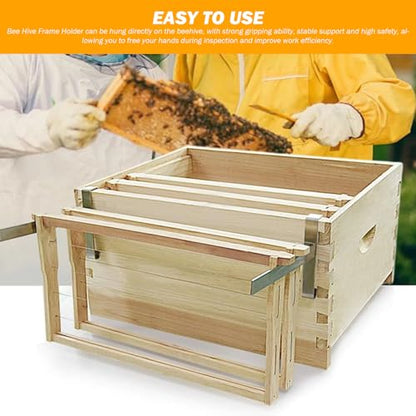 2PCS Stainless Steel Beehive Frame Holder, 5 Full Frame Capacity Bee Hive Stand, Heavy Duty Beekeeping Supplies for Beekeeper, Honeycomb Rack