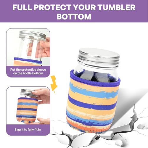 KJQJLY 4 Pcs Mason Jars Sleeves Neoprene 16oz Regular and Wide Mouth Mason Jar Sleeves Holder with Handle (rainbow, 16 OZ) - color: rainbow, size: 16 OZ