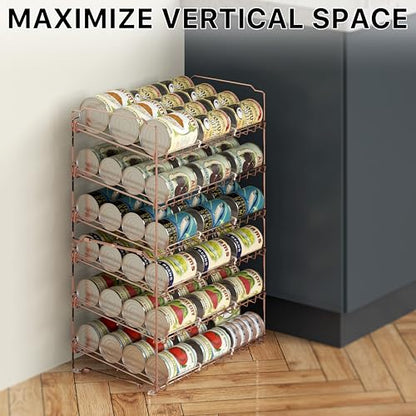 Simple Houseware Stackable Can Organizer Rack for Pantry/Cabinet – 11.5" D x 17" W x 13.75" H, Holds 36 Cans, 3-Tier Can Food Storage Dispenser, Rose Gold - color: Rose Gold