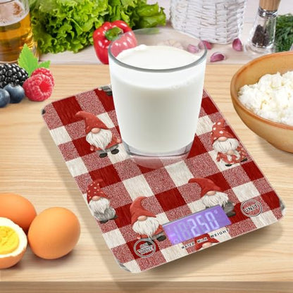 Food Scale Kitchen Digital Scale Food Ounces and Grams Dieting Baking Cooking Waterproof Glass Panels LCD Display,4 Units Scale Tare Function Checkered Red - color: Valentines Love Heart