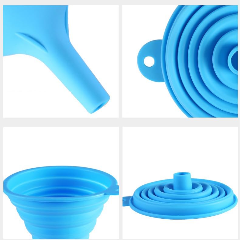 4 Pack Silicone Collapsible Funnels for Kitchen Use Filling Bottles - Small and Large Kitchen Funnel Set - Food Grade Silicone Funnel Deal for Filling Bottles, Water, Food and Kitchen Use