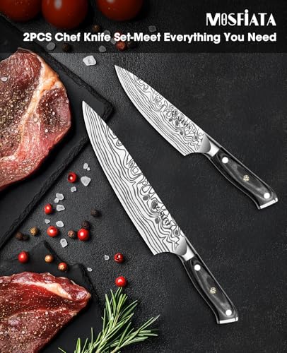 MOSFiATA 2Pcs Chef Knife Set, Sharp Kitchen Knife High Carbon German EN1.4116 Stainless Steel Cooking Knife, 9"&6" Chopping Knife Kitchen Knives Set with Ergonomic Handle, Gift Box - style: 6"&9" chef knife
