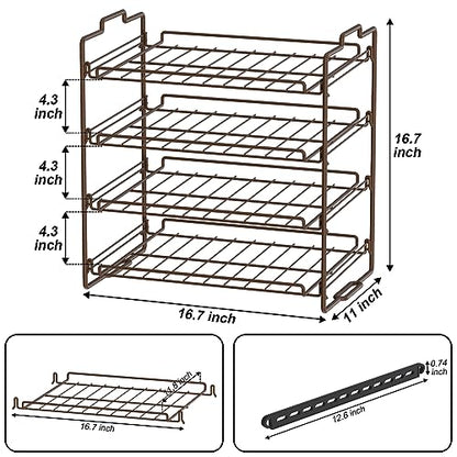 4 Tiers Stackable Can Rack Organizer, Wear-resistant Upgrade Beverage Food Can Dispenser Holder Holds up to 48 Cans for Kitchen Cabinet and Pantry (Brown) - color: brown