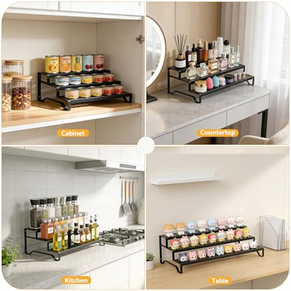 Attelite 3 Tier Expandable Can Rack Organizer for Pantry, Adjustable 13"-21" Metal Soda Can Organizer, Pantry Organization Canned Food Storage Holder for Kitchen Cabinet Countertop, Black 2Pack - size: 3tier*2pack