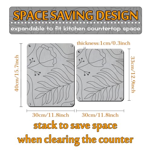 2PCS Nesting Stone Drying Mat for Kitchen Counter, Diatomaceous Earth Dish Drying Mat with Non-Slip Feet, Quick Dry Stone Mats Kitchen, Heat Resistant Stones Dish Dry Mats for Bottle Cup