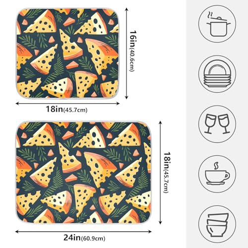 ALAZA Cheese Palm Leaf Dish Drying Mats Absorbent Microfiber Drying Pad Kitchen Countertop Draining Mat 18 x 24 Inches - size: 18" x 24"
