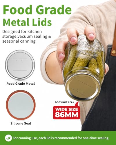 36Pcs Wide Mouth Canning Lids, 86mm Food Grade Mason Jar Lids, 100% Fit Airtight Lids for Ball and Kerr Preserving Jars - size: 36 Lids for Wide Mouth Jar
