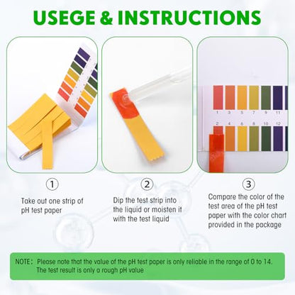 Handepo 50 Pack pH Test Strips 1-14 Universal pH Test Paper Full Range Litmus Test Paper Strips pH Test 4000 Strips for Teaching, Student, Chemistry Experiment, Saliva Urine Water Soil