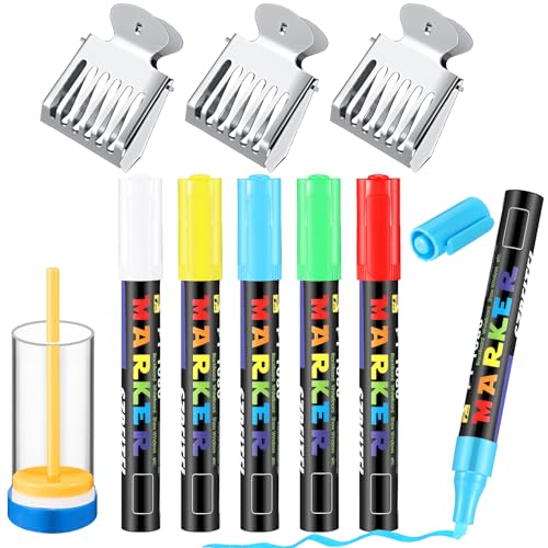 Qualirey 9 Pieces Queen Bee Marking Kit Including 5 Color Queen Marker Pens 1 Marking Bottle 3 Mark Clips for Beekeeping Supplies Beekeeper Marker Tools (Blue) - color: Blue