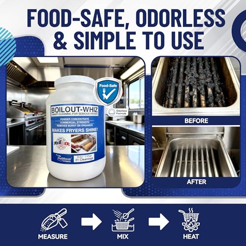 8LB Boil-Out Whiz Deep Fryer Cleaner - Degreaser Powder for Commercial Kitchen Cleaning Oil Saver - Deep Fryer Pot & Coil Safe - Extend Oil Life, Save Time & Energy - by FryOilSaver Co - size: 128 Ounce (Pack of 1)