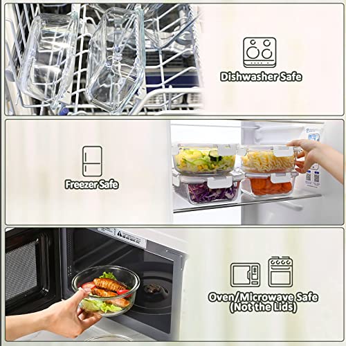 M MCIRCO 24-Piece Glass Food Storage Containers with Upgraded Snap Locking Lids,Glass Meal Prep Containers Set - Airtight Lunch Containers, Microwave, Oven, Freezer and Dishwasher,White - color: White