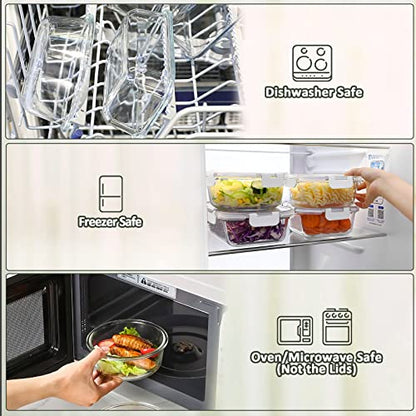 M MCIRCO 24-Piece Glass Food Storage Containers with Upgraded Snap Locking Lids,Glass Meal Prep Containers Set - Airtight Lunch Containers, Microwave, Oven, Freezer and Dishwasher,White - color: White