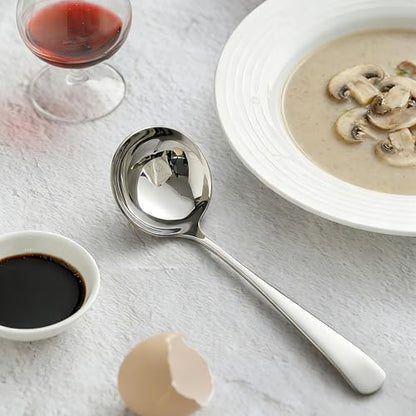 Small Ladle for Serving, 7.8 Inch 18/10 Stainless Steel Mini Gravy Ladle for Soup, Sauce and Gravy, Sturdy and Anti-corrosion, Dishwasher Safe