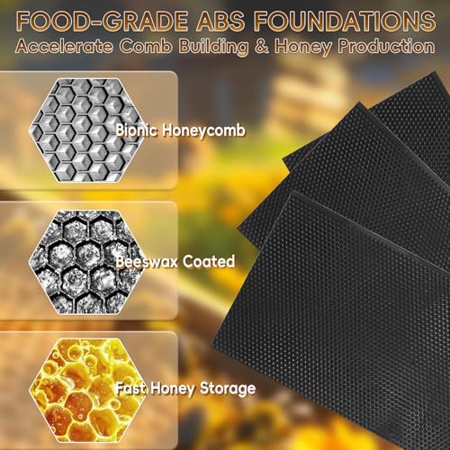 10 Pack Black Bee Hive Deep Frames Unassembled, Wooden Bee Frames with Plastic Beeswax Coated Foundations for Deep Brood Box - color: Black, size: 10 Pack