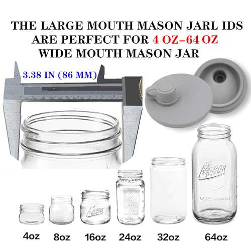 Wide Mouth Mason Jar Pour Spout Lid - Leak-Proof, Dishwasher Safe,Silicone,Reusable Cover for Oils, Juices, Milk and Dry Goods - color: Light Gray-3Pack