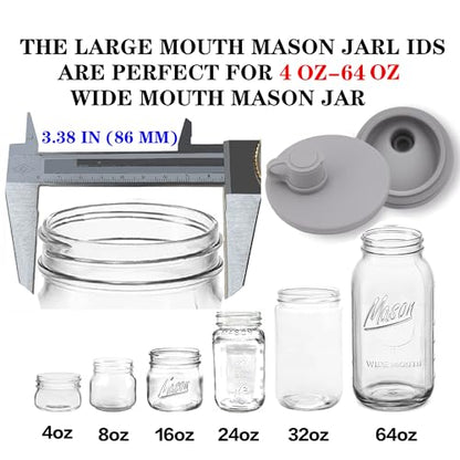 Wide Mouth Mason Jar Pour Spout Lid - Leak-Proof, Dishwasher Safe,Silicone,Reusable Cover for Oils, Juices, Milk and Dry Goods - color: Light Gray-3Pack