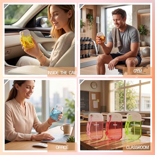 Frienda 12 Pcs Hydrating Hand Sanitizer Spray Scented Pocket Power Mist Hand Sanitizer Travel Size with Keychain Moisturizing Antibacterial Sanitizing Cleans Hands for Women(Floral) - style: Floral