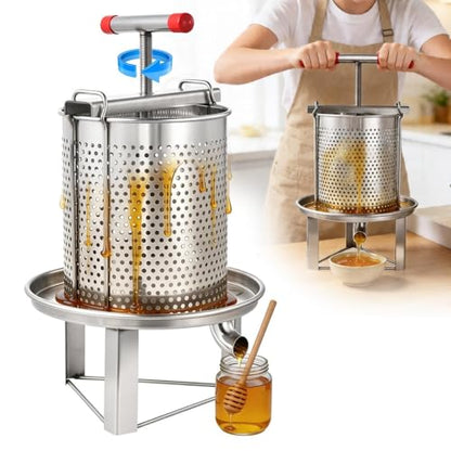 Honey Presser Beeswax Extractor Beekeeping Machine Stainless Steel Household Manual Honey Press Extractor Beekeeping Tool for Wine Honeys and Juice Making (201 Stainless Steel)